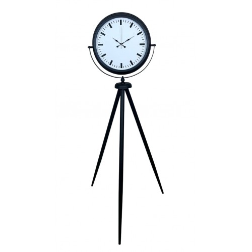 Siyah & Beyaz Saf Sade Tasarım Tripod Ayaklı Saat