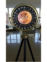 Eskitme 24 Saat Göstergeli Özel Tasarım Tripod Ayaklı Saat – 24 Saat Göstergeli Bakır Kadran