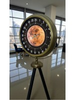 Eskitme 24 Saat Göstergeli Özel Tasarım Tripod Ayaklı Saat – 24 Saat Göstergeli Bakır Kadran