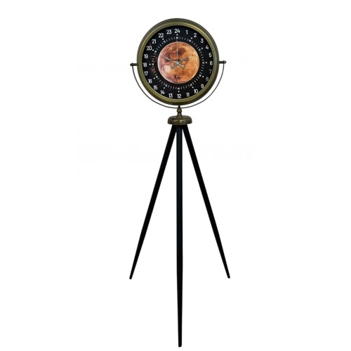 Eskitme 24 Saat Göstergeli Özel Tasarım Tripod Ayaklı Saat – 24 Saat Göstergeli Bakır Kadran