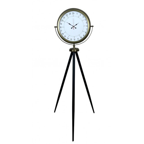 Eskitme 24 Saat Göstergeli Özel Tasarım Tripod Ayaklı Saat – 24 Saat Göstergeli Beyaz Kadran