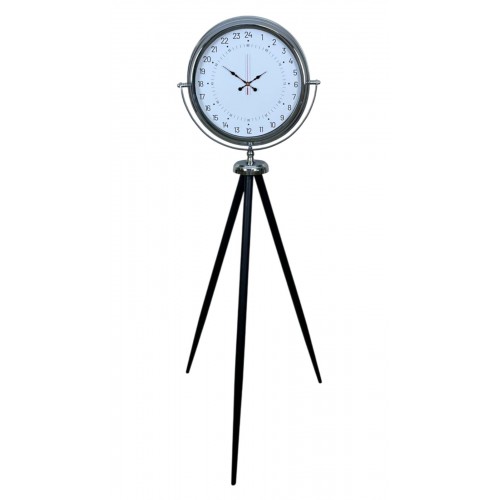 Krom 24 Saat Göstergeli Özel Tasarım Tripod Ayaklı Saat