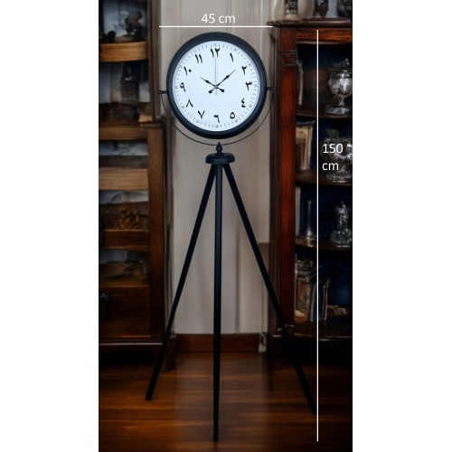 Siyah Arap Rakamlı Sıradışı Tasarım Tripod Ayaklı Saat