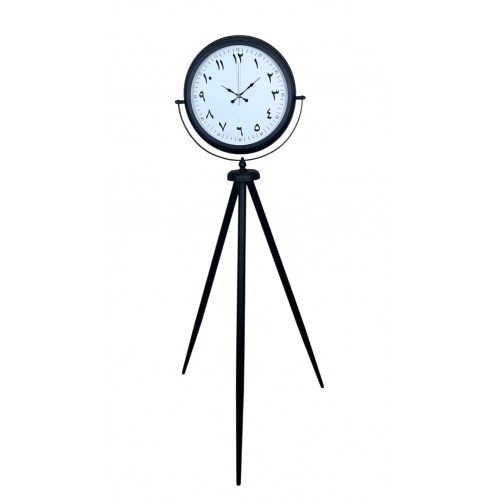 Siyah Arap Rakamlı Sıradışı Tasarım Tripod Ayaklı Saat