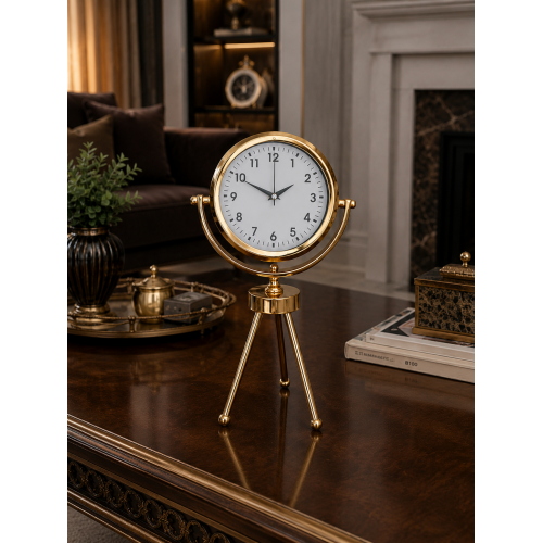 Gold Luxury Modern Üç Ayaklı Masa Saati