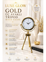 Luxe Glow Gold Üç Ayaklı Metal Masa Saati