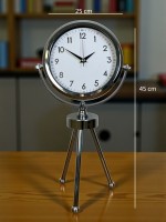 Krom Modern Classic Üç Ayaklı Metal Masa Saati
