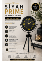 Siyah Metal Gold Rakamlı Üç Ayaklı Masa Saati