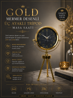 Gold & Black Uyumlu Şık Üç Ayaklı Metal Masa Saati