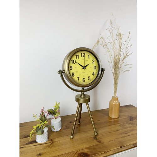 Retro Antique Üç Ayaklı Metal Eskitme Masa Saati