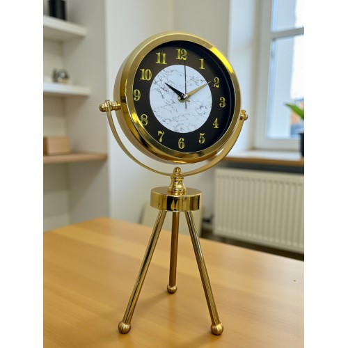 Golden Marble Üç Ayaklı Metal Masa Saati