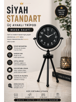 Black Luxury Modern Üç Ayaklı Metal Masa Saati