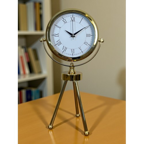 Saray Zarafeti Gold Tripod Üç Ayaklı Metal Masa Saati