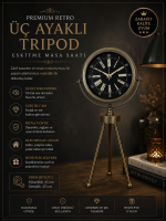 Antique Black Eskitme Üç Ayaklı Masa Saati