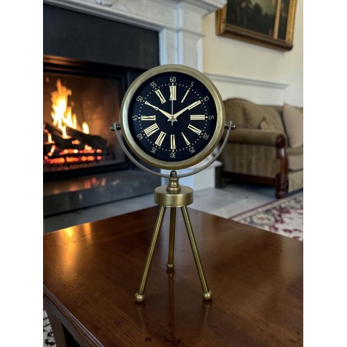Antique Black Eskitme Üç Ayaklı Masa Saati