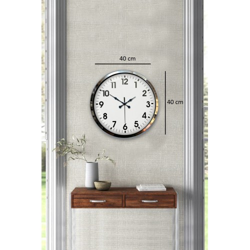 Krom Elegance 40 cm Metal Standart Duvar Saati