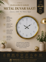 Elegance Gold 40 cm Metal Dekoratif Tasarım Duvar Saati