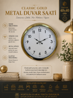 Classic White Gold 40 cm Metal Duvar Saati
