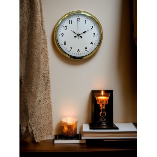 Classic White Gold 40 cm Metal Duvar Saati