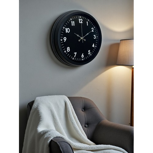 Pure Dark Black 40 cm Metal Duvar Saati