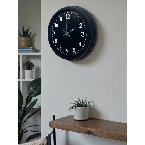 Pure Dark Black 40 cm Metal Duvar Saati