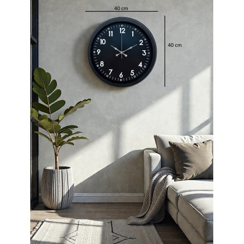 Pure Dark Black 40 cm Metal Duvar Saati