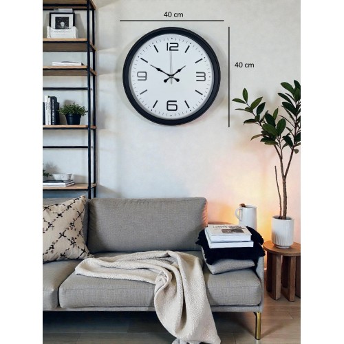 Sade & Şık Siyah 40 cm Metal Dekoratif Duvar Saati