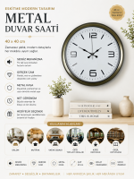 40 cm Metal Eskitme Vintage Duvar Saati – Metal Beyaz Kadran