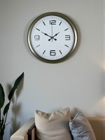 40 cm Metal Eskitme Vintage Duvar Saati – Metal Beyaz Kadran