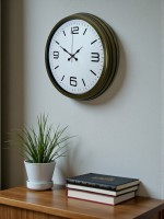 40 cm Metal Eskitme Vintage Duvar Saati – Metal Beyaz Kadran