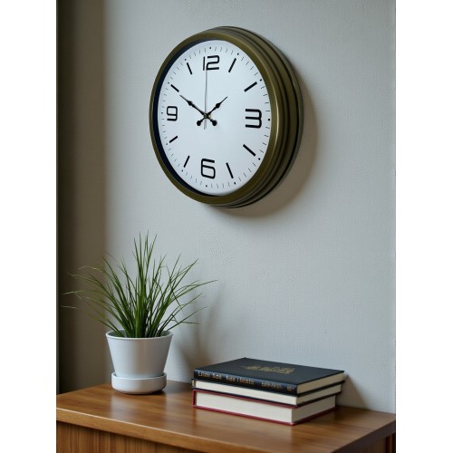 40 cm Metal Eskitme Vintage Duvar Saati – Metal Beyaz Kadran