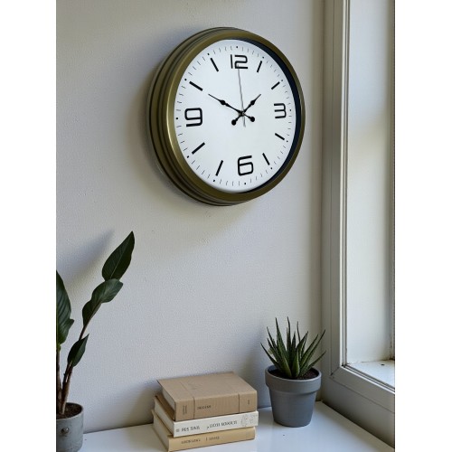 40 cm Metal Eskitme Vintage Duvar Saati – Metal Beyaz Kadran