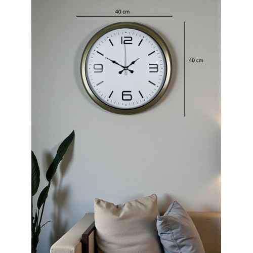 40 cm Metal Eskitme Vintage Duvar Saati – Metal Beyaz Kadran