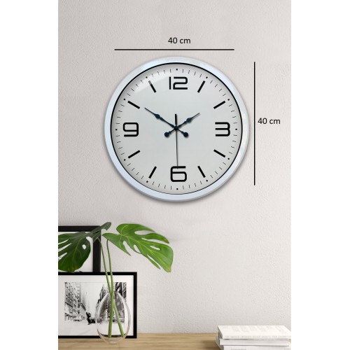 White Pure Contrast 40 cm Metal Duvar Saati