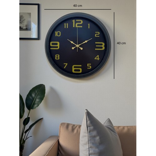 Prime Black 40 cm Metal Modern Tasarım Duvar Saati
