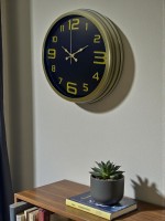 40 cm Metal Eskitme Vintage Duvar Saati – Modern Metal Altın Rakamlı