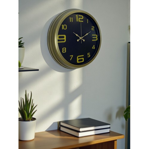 40 cm Metal Eskitme Vintage Duvar Saati – Modern Metal Altın Rakamlı