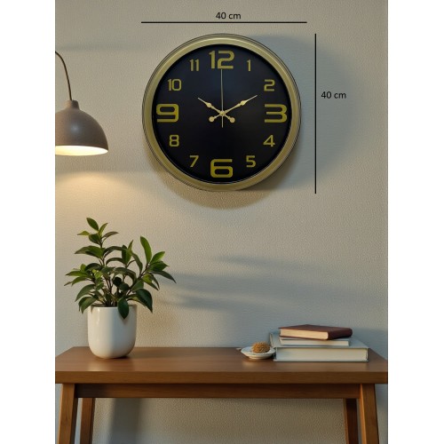 40 cm Metal Eskitme Vintage Duvar Saati – Modern Metal Altın Rakamlı