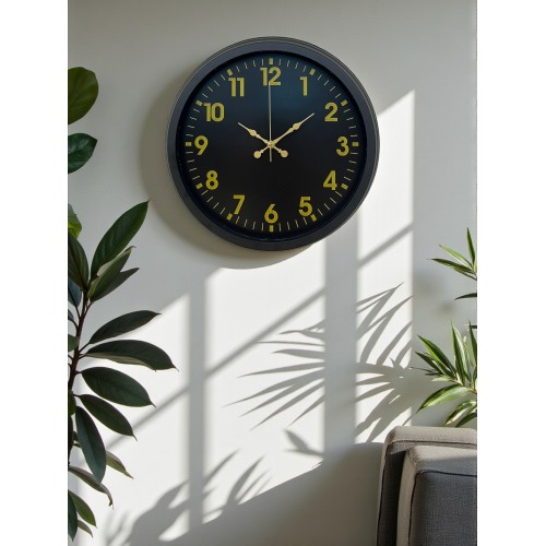 Siyah Standart 40 cm Metal Dekoratif Duvar Saati