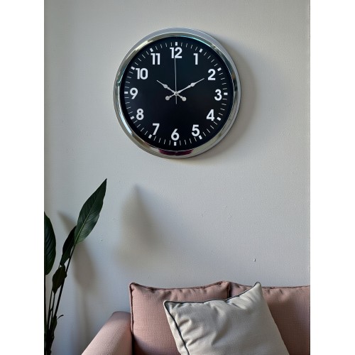 Modern 40 cm Metal Krom Standart Duvar Saati