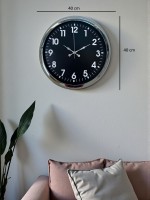 Modern 40 cm Metal Krom Standart Duvar Saati