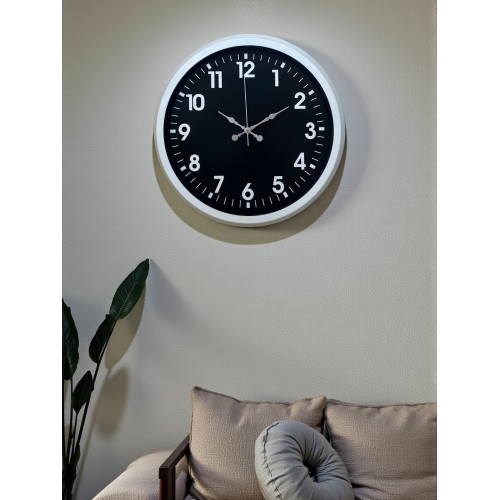 White Pure Contrast 40 cm Metal Duvar Saati