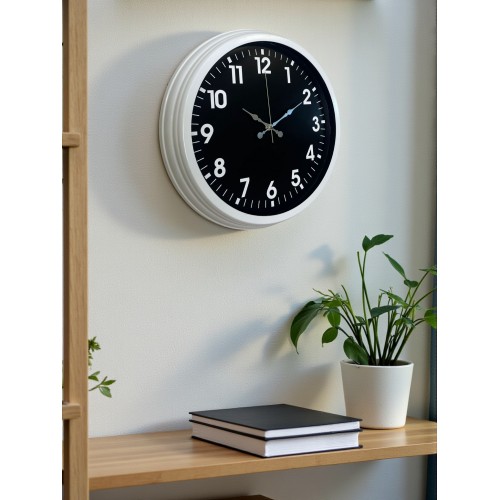 White Pure Contrast 40 cm Metal Duvar Saati