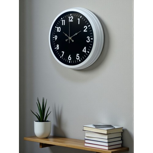 White Pure Contrast 40 cm Metal Duvar Saati