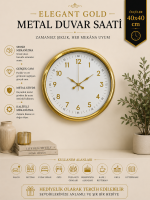 Elegant Gold Frame 40 cm Metal Duvar Saati