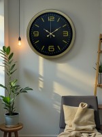 40 cm Metal Eskitme Vintage Duvar Saati – Şık Metal Altın Rakamlı