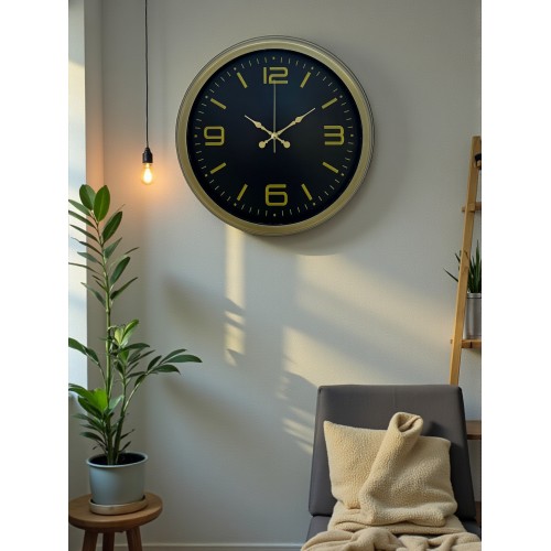40 cm Metal Eskitme Vintage Duvar Saati – Şık Metal Altın Rakamlı