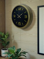 40 cm Metal Eskitme Vintage Duvar Saati – Şık Metal Altın Rakamlı