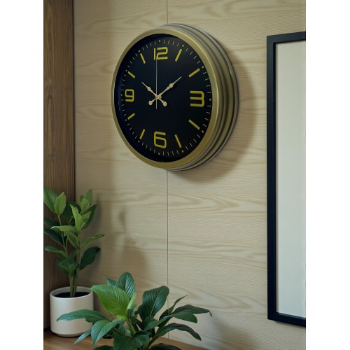 40 cm Metal Eskitme Vintage Duvar Saati – Şık Metal Altın Rakamlı