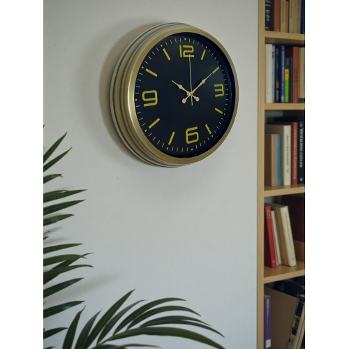 40 cm Metal Eskitme Vintage Duvar Saati – Şık Metal Altın Rakamlı